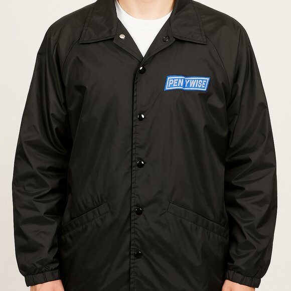 Vtg 90s Pennywise Punk Band Windbreaker Coach Jacket XL Cardinal Made In USA - Picture 1 of 8